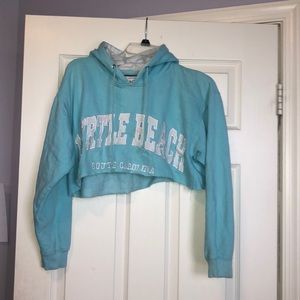 Cropped Raw Hem Myrtle Beach Hoodie